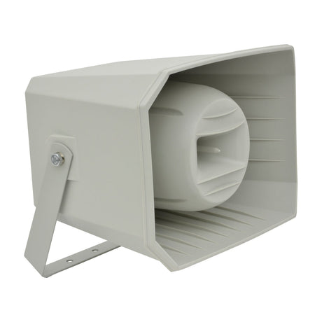 Adastra FRH50 full range 100V horn speaker in light grey plastic housing with mounting bracket, shown on a plain white background.
