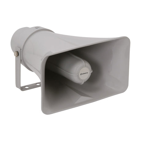 Adastra AH25 grey ABS horn speaker with mounting bracket and central driver, shown on a plain white background.