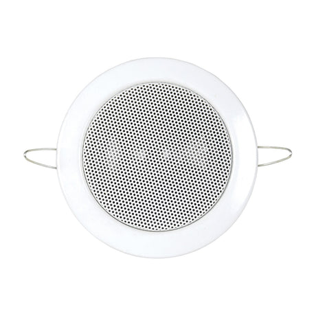Adastra EC36V 3" metal ceiling speaker with round white frame, perforated grille and spring clip mounting, shown on a plain white background.