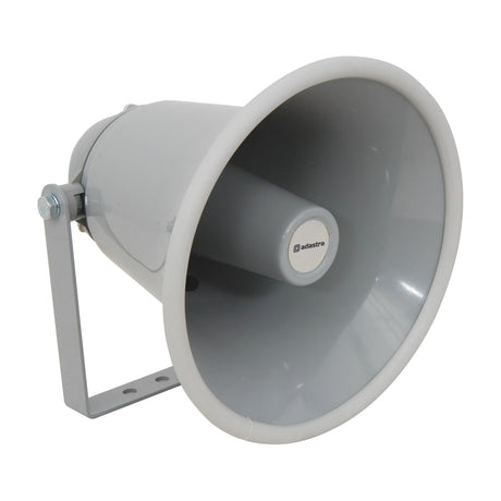 Adastra CH15 round PA horn speaker in grey and white finish with mounting bracket, shown on a plain white background.