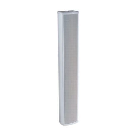 Adastra SC20V slimline 100V line column speaker in white aluminium with metal grille and end caps, shown upright on a plain white background.