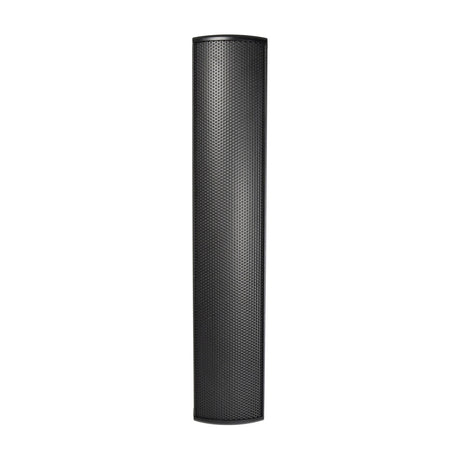 Adastra HPC-60T 100V IP55 column speaker, tall slim matt black aluminium enclosure with perforated grille, shown on a plain white background.
