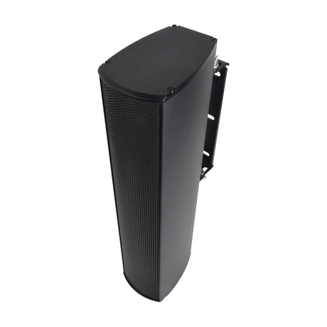 Adastra HPC-60T column speaker in matt black aluminium with mesh grille and wall-mount bracket, shown at an angle on a white background.