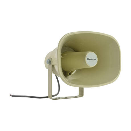 Adastra EH15V rectangular 100V horn speaker with beige plastic casing, mounting bracket, and rear wiring, shown on a plain white background.