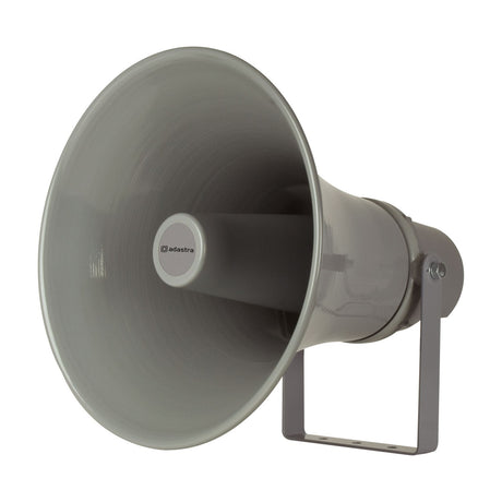Adastra HD30V 30W IP66 100V horn speaker with grey spun aluminium flare, mounting bracket, and rear driver housing, shown on a white background.