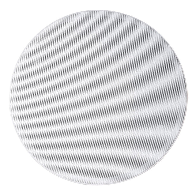 The Adastra KV5T Premium 5.25" 20W Ceiling Speaker features a circular, white grill with a minimalist design and a magnetic frameless grille, promising high-quality music reproduction when viewed from above against a plain white background.