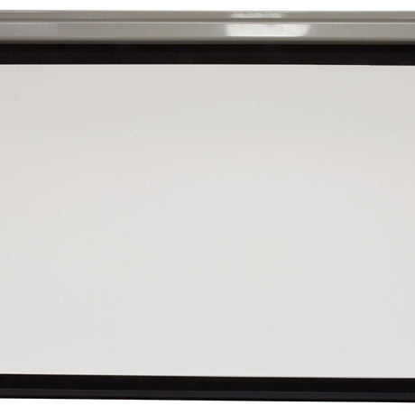 AV:Link ESTT100 electric projector screen with white PVC surface, black border, and beige housing casing shown close-up on a plain background.