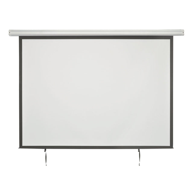The AV:Link 86 Inch 4:3 Electric Projector Screen features a matte white projection surface, black border, and metal casing at the top. Shown from the front against a white background.