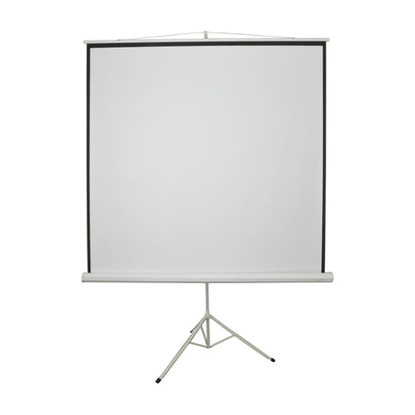 AV:Link TPS84-1:1 84" 1:1 manual projector screen with matt white surface, black border and white steel tripod stand, shown on a plain background.