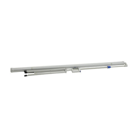 AV:Link TPS84-1:1 84" manual tripod projector screen shown folded with white steel case and collapsed tripod legs on a plain white background.