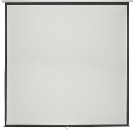 AV:Link MPS84-1:1 84" manual pull-down projector screen with matt white surface, black frame, and weighted bottom bar, shown on a plain background.