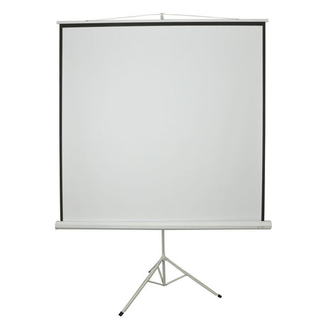The AV:Link 100 Inch 4:3 Manual Tripod Projector Screen features a white display with a black border and stands on a sturdy tripod base against a plain background.