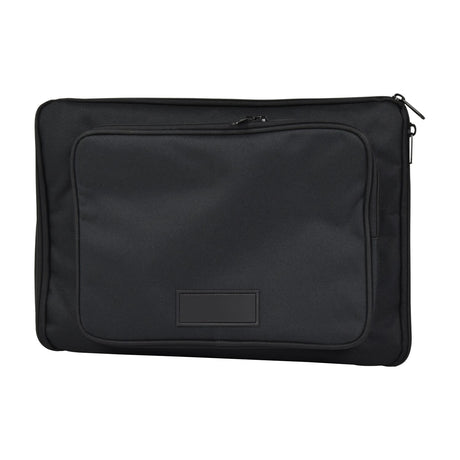 QTX DELTA50BAG padded transit bag for Delta-50 PA in black nylon with front zip pocket and top carry handle, shown on a white background.