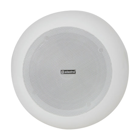 Adastra PS50-W wide angle pendant speaker in white, round 12.5cm grille with central logo badge, shown face-on against a plain white background.