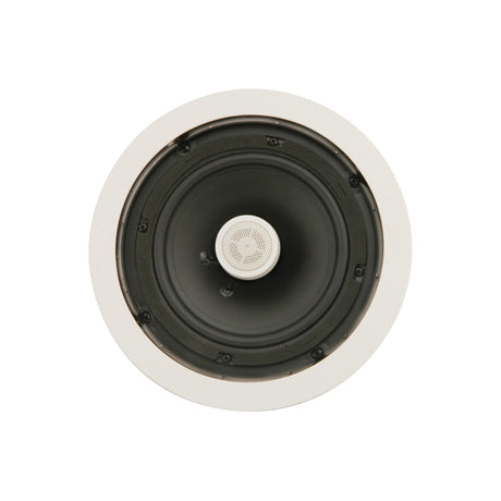 Adastra C6D 6.5" ceiling speaker with black woofer, rubber surround, and white adjustable dome tweeter, shown from the front.