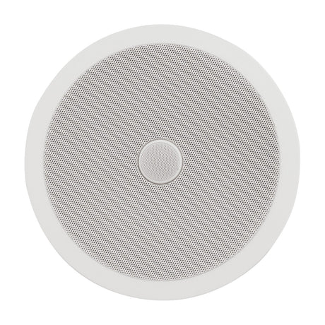 Adastra C8D 8" ceiling speaker with round white grille, central directional tweeter and flush-mount frame, shown on a plain white background.