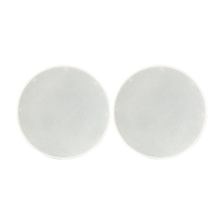 Adastra SL5 slimline 5.25" ceiling speakers, pair of round white perforated grilles on a plain white background.