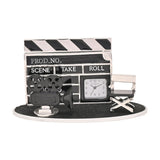 Film Set Clapperboard Miniature Metal Mantel Clock - Black