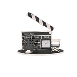 Film Set Clapperboard Miniature Metal Mantel Clock - Black