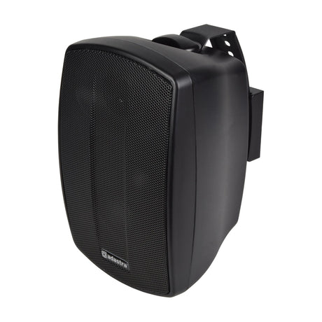 Adastra BH4V-B matt black background speaker with aluminium grille and wall mounting bracket, shown on a plain white background.