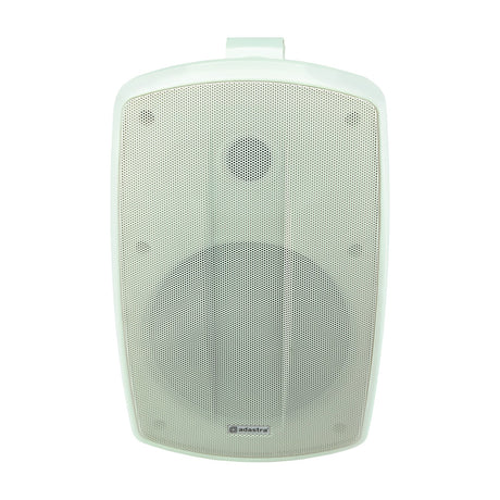 Adastra BH6V-W IP44 100V background speaker in white with aluminium grille and top wall bracket, shown on a plain white background.