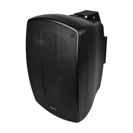 Adastra BH8V-B IP44 100V background speaker in matt black, moulded cabinet with perforated grille and wall mounting bracket, shown on a plain white background.