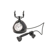 Vintage Telephone Miniature Metal Mantel Clock - Black