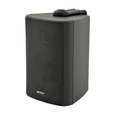 Adastra BC3V-B 3" 100V background speaker in matt black with perforated steel grille and swivel wall bracket, shown against a plain white background.