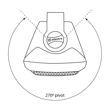 Adastra BC5V-W white 5.25" background speaker with hex-mesh grille and 270° pivoting bracket, diagram showing mounting rotation range.