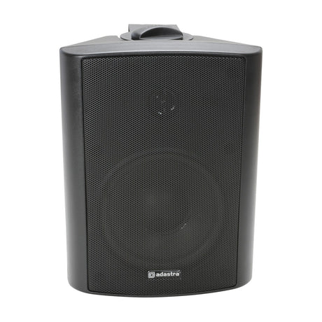 Adastra BC5V-B 5.25" 100V background speaker in matt black, wall-mount bracket and mesh grille, shown on a plain white background.