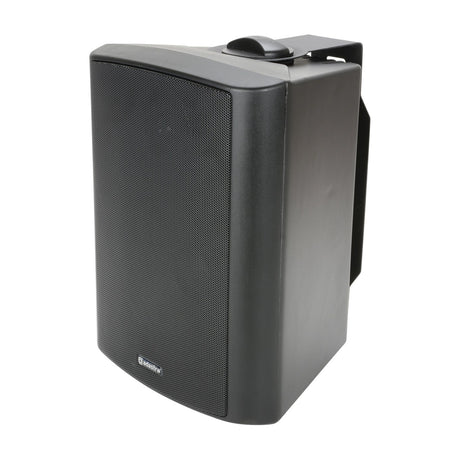 Adastra BC6V-B 100V 6.5" background speaker in matt black, wall-mount bracket, front grille, on a plain white background.