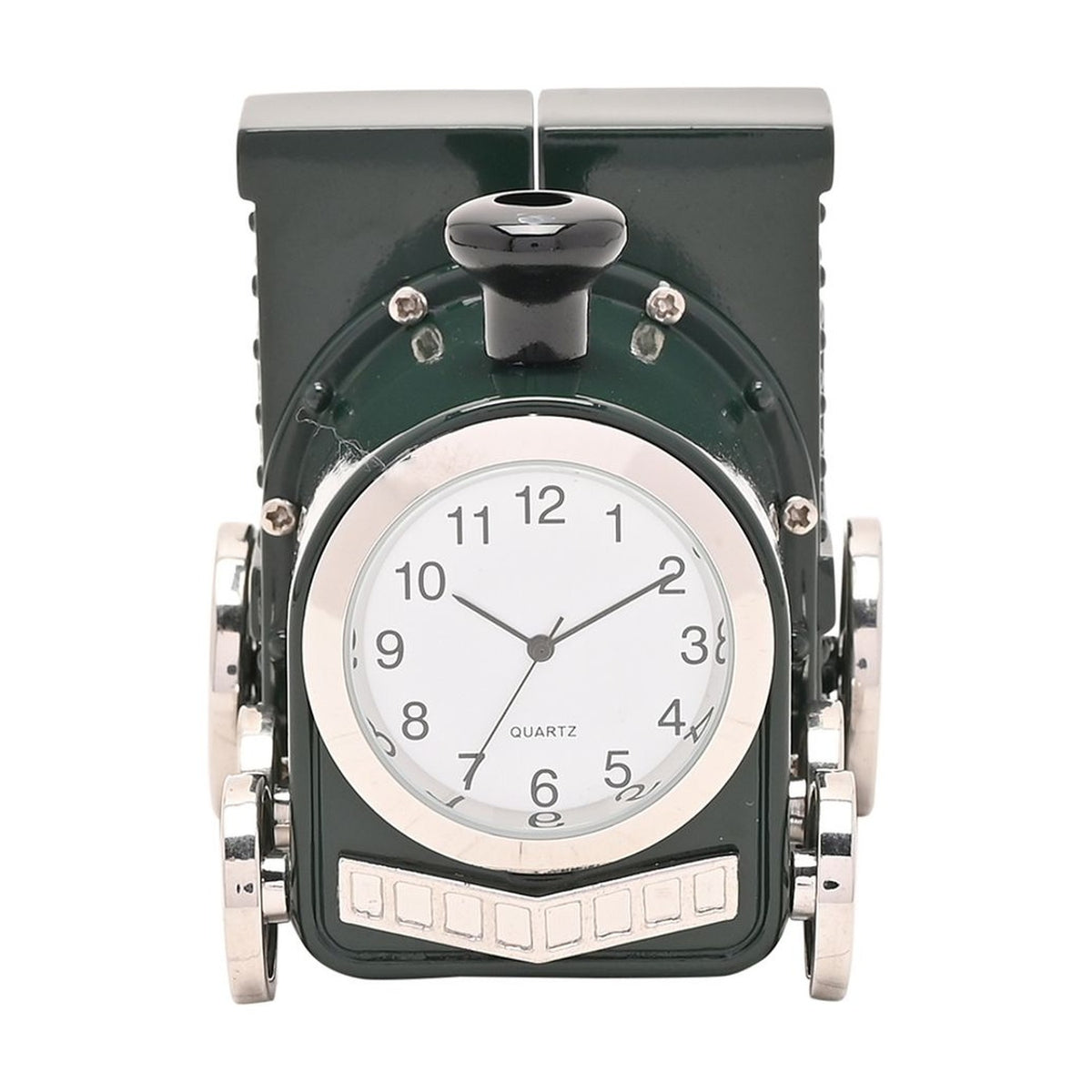 Miniature Steam Train Quartz Metal Mantel Clock - Green