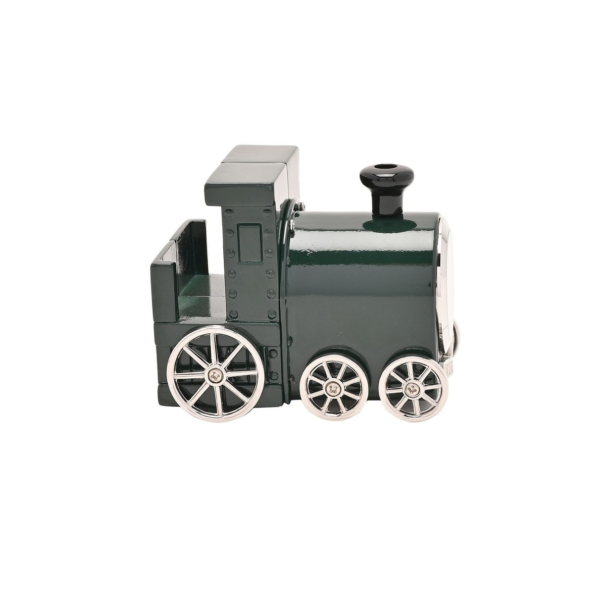 Miniature Steam Train Quartz Metal Mantel Clock - Green