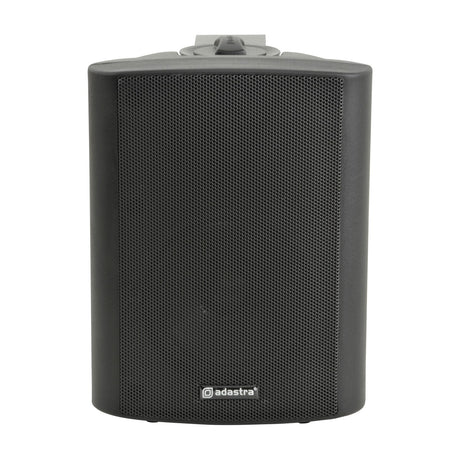 Adastra BP4V-B 4" weatherproof 100V background speaker in matt black with moulded ABS cabinet and aluminium grille, shown on a plain white background.