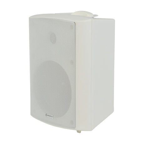 Adastra BP6V-W white weatherproof 100V cabinet speaker with 6.5" driver behind aluminium grille and moulded ABS housing, shown on a plain background.