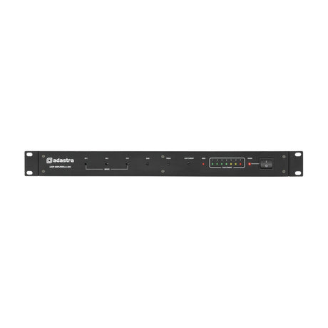 Adastra LA-300 mkII 3-channel induction loop amplifier, black rack-mount unit with input dials, LED level meter and power switch.
