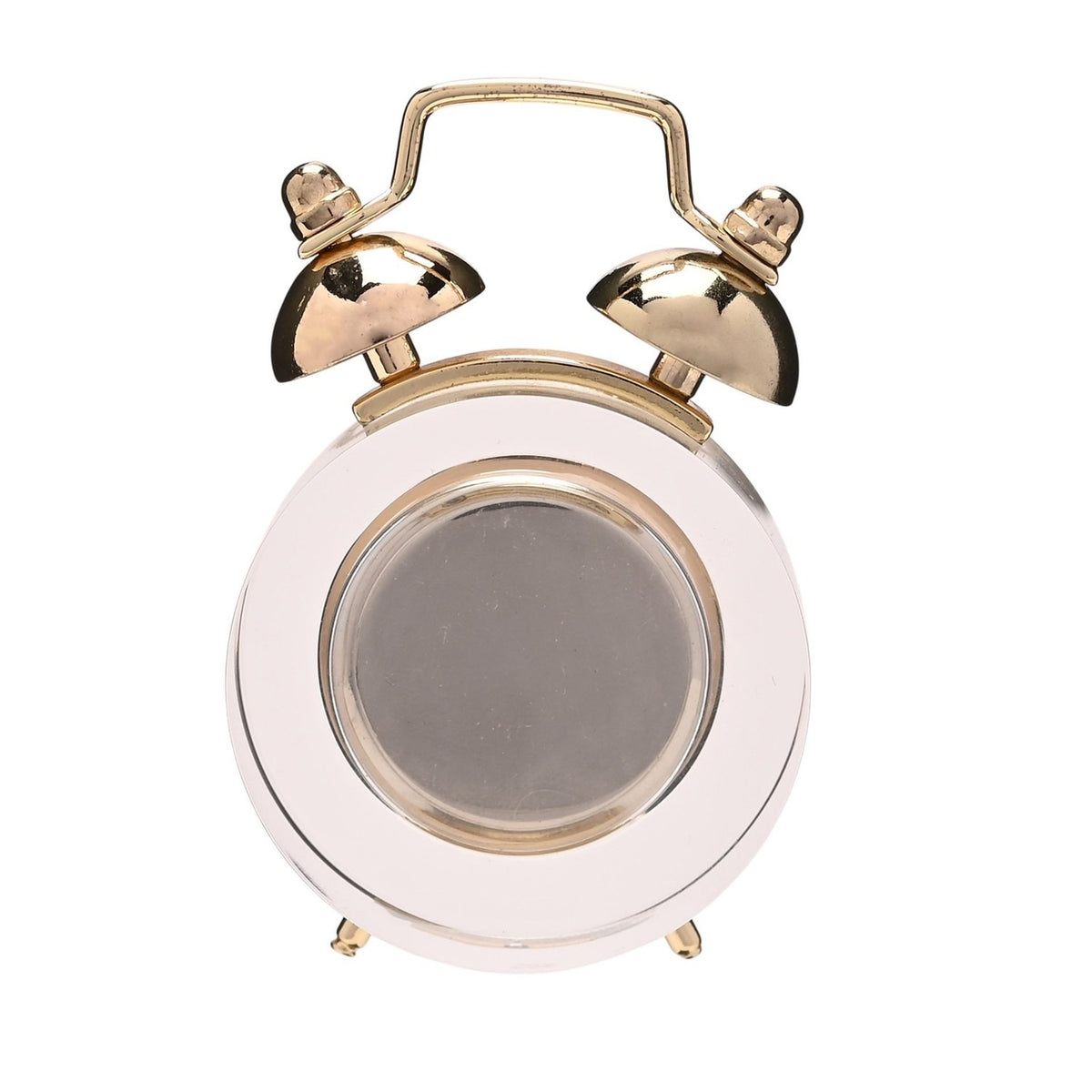 Twin Bell Miniature Crystal Mantel Clock - Clear & Gold