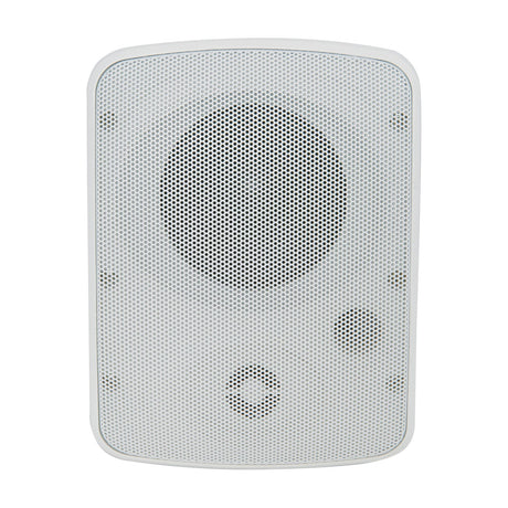Adastra FC4V-W compact 100V background speaker in white, rectangular design with perforated metal grille and rounded corners, shown against a plain background.