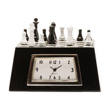 Miniature Chess Board Quartz Mantel Clock - Black & White