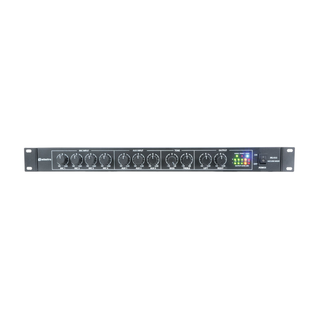 Adastra ML432 4-Mic 1U Rack Mixer