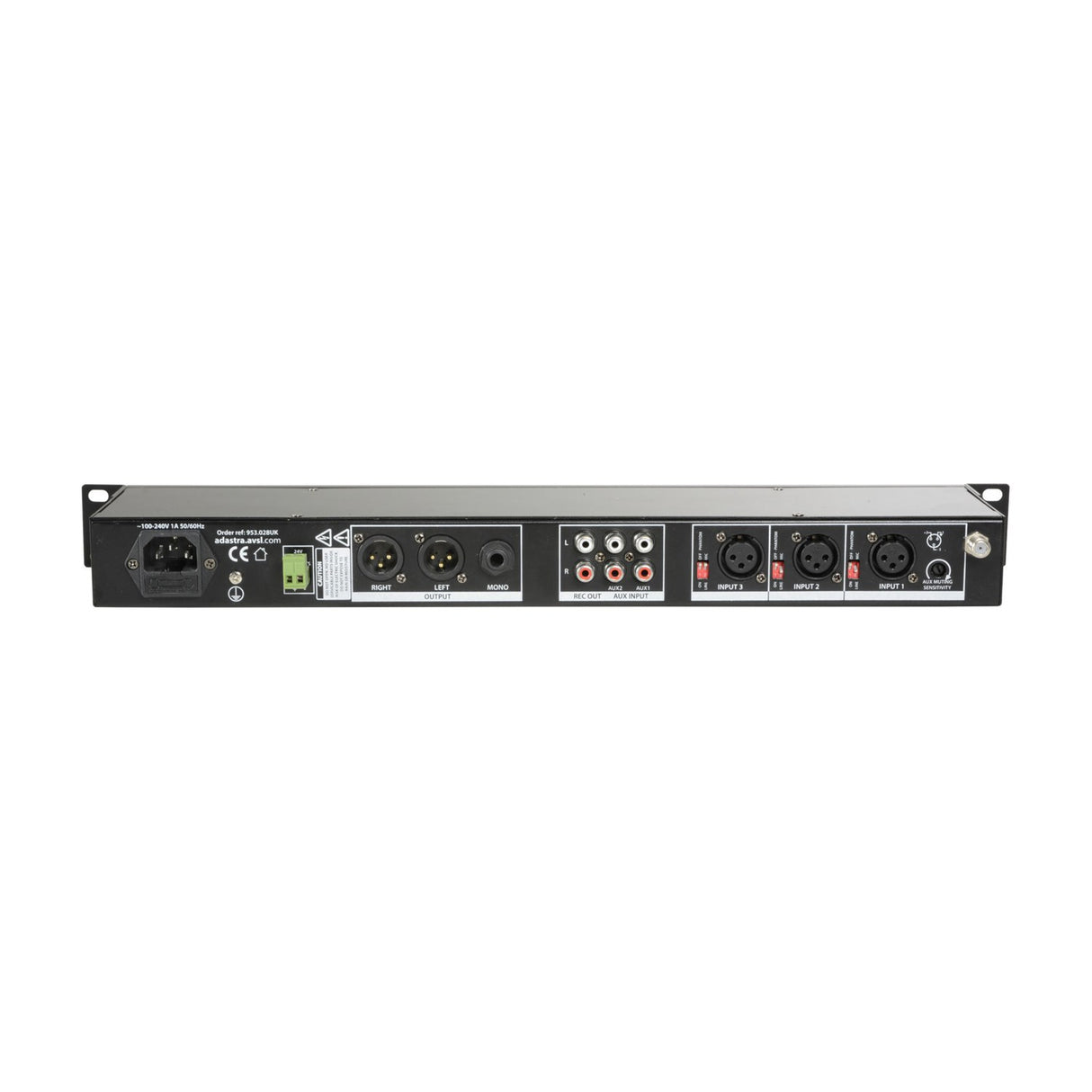 Adastra MM321 1U Rack Mixer with Bluetooth & USB/FM Player