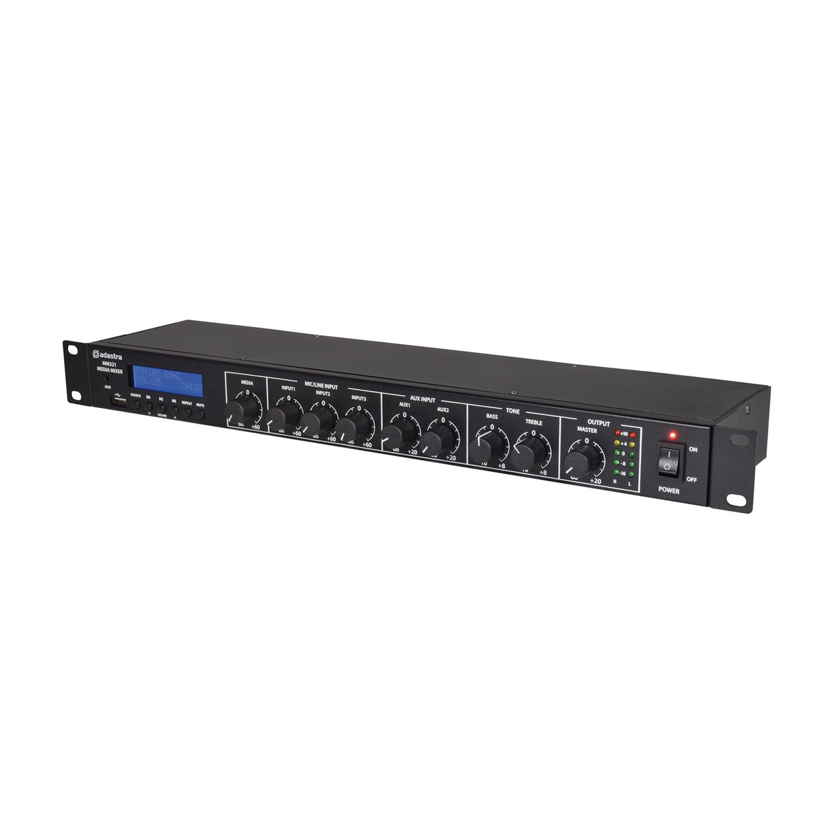 Adastra MM321 1U Rack Mixer with Bluetooth & USB/FM Player