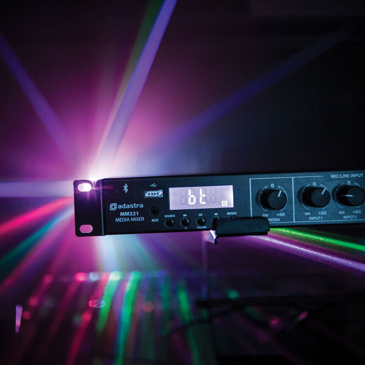 Adastra MM321 1U Rack Mixer with Bluetooth & USB/FM Player