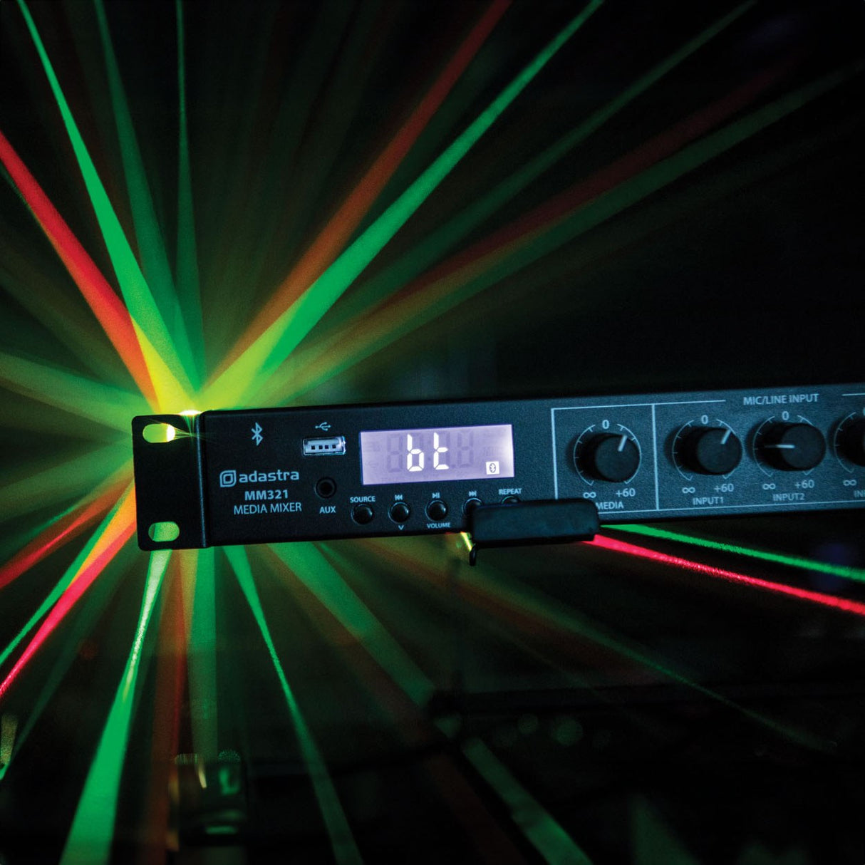 Adastra MM321 1U Rack Mixer with Bluetooth & USB/FM Player