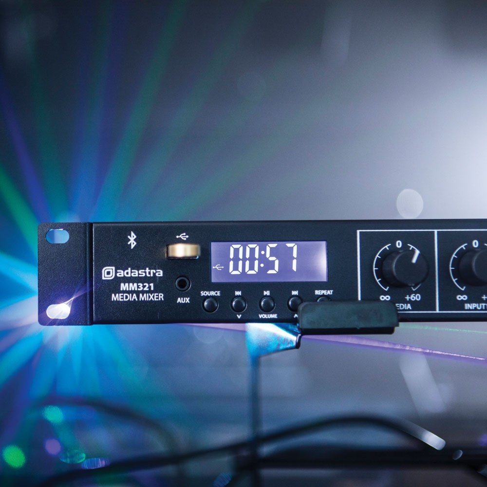 Adastra MM321 1U Rack Mixer with Bluetooth & USB/FM Player