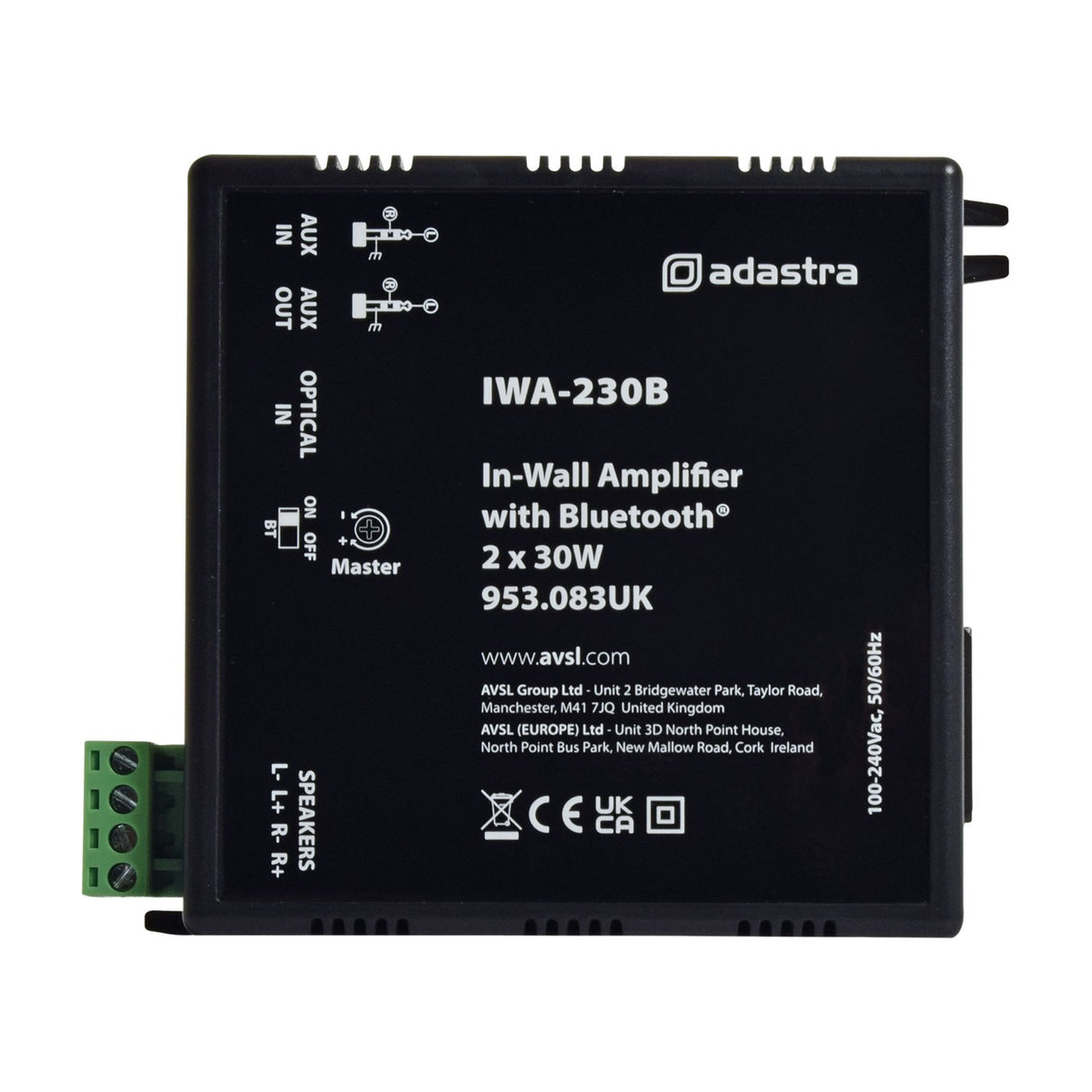 Adastra IWA230B In-Wall Bluetooth Amplifier 2 x 30W