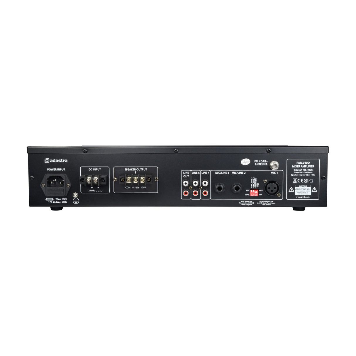Adastra RMC240D 240W 100V Mixer-Amp with CD & DAB+
