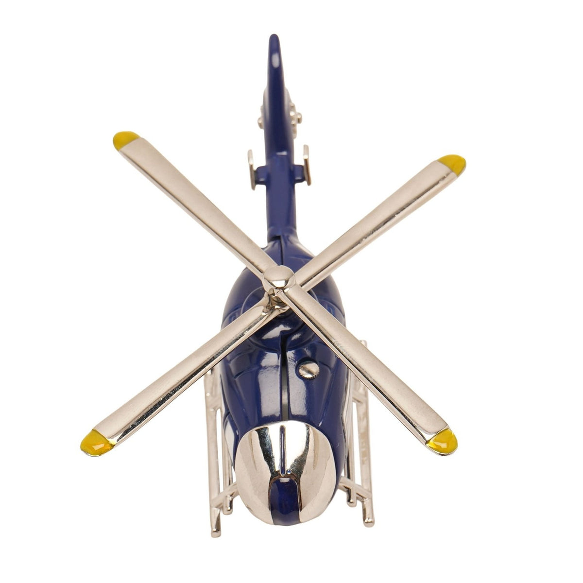 Miniature Helicopter Metal Mantel Clock - Navy & Silver