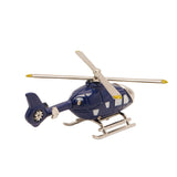 Miniature Helicopter Metal Mantel Clock - Navy & Silver