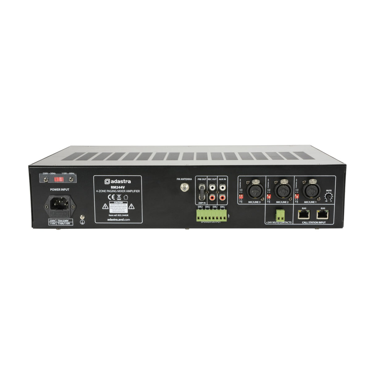 Adastra RM244V 100V 4-Zone Paging Mixer Amplifier